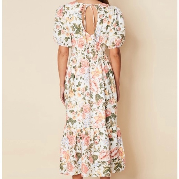 Faithfull the Brand Il Riso Midi linen Dress Teatro Floral NWT - Picture 4 of 10